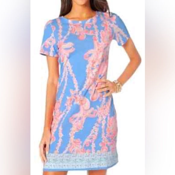 Lilly Pulitzer Dresses & Skirts - Lilly Pulitzer DECLAN DRESS medium GO WITH THE FLOW ENG Blue Peri NWOT